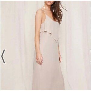 Pretty by Rory Nude Blush Chiffon Maxi Slip Dress Size XS